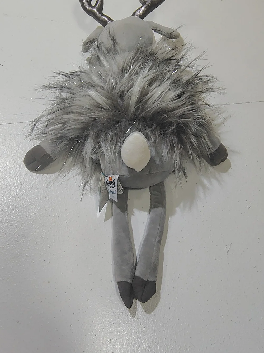 Jellycat Gray Faux Fur Reindeer with Metallic Antlers